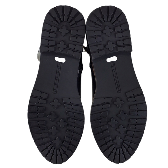 New Tommy Hilfiger frankly wide calf faux leather riding boots black gold wide - Picture 10 of 14